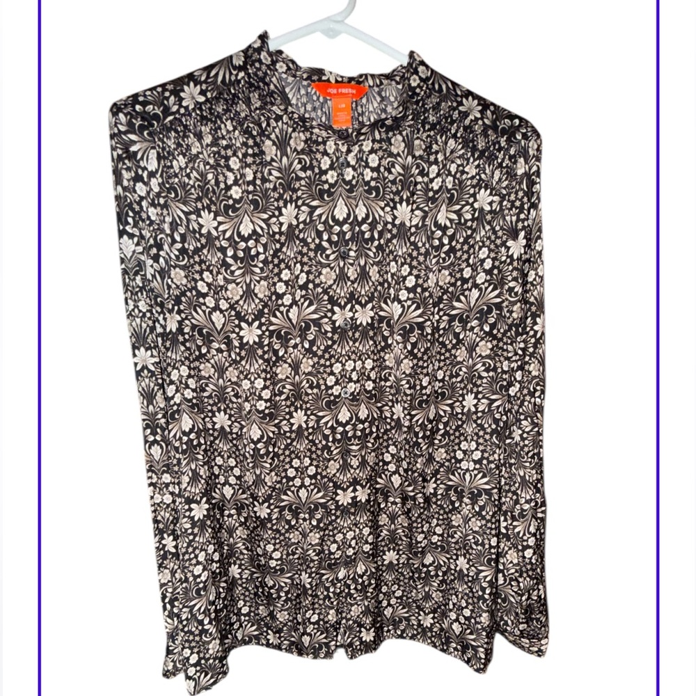 Joe Fresh Floral Pintuck Blouse | Size L